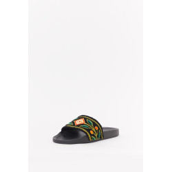 CASABLANCA BLACK EMBROIDERED TERRY SLIDES